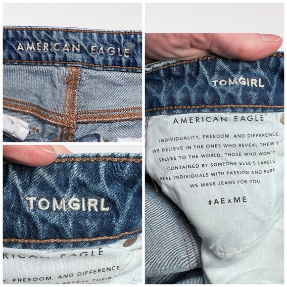 American Eagle Straight Leg Jeans Button Fly Medium Wash Size 6 - Picture 3 of 9
